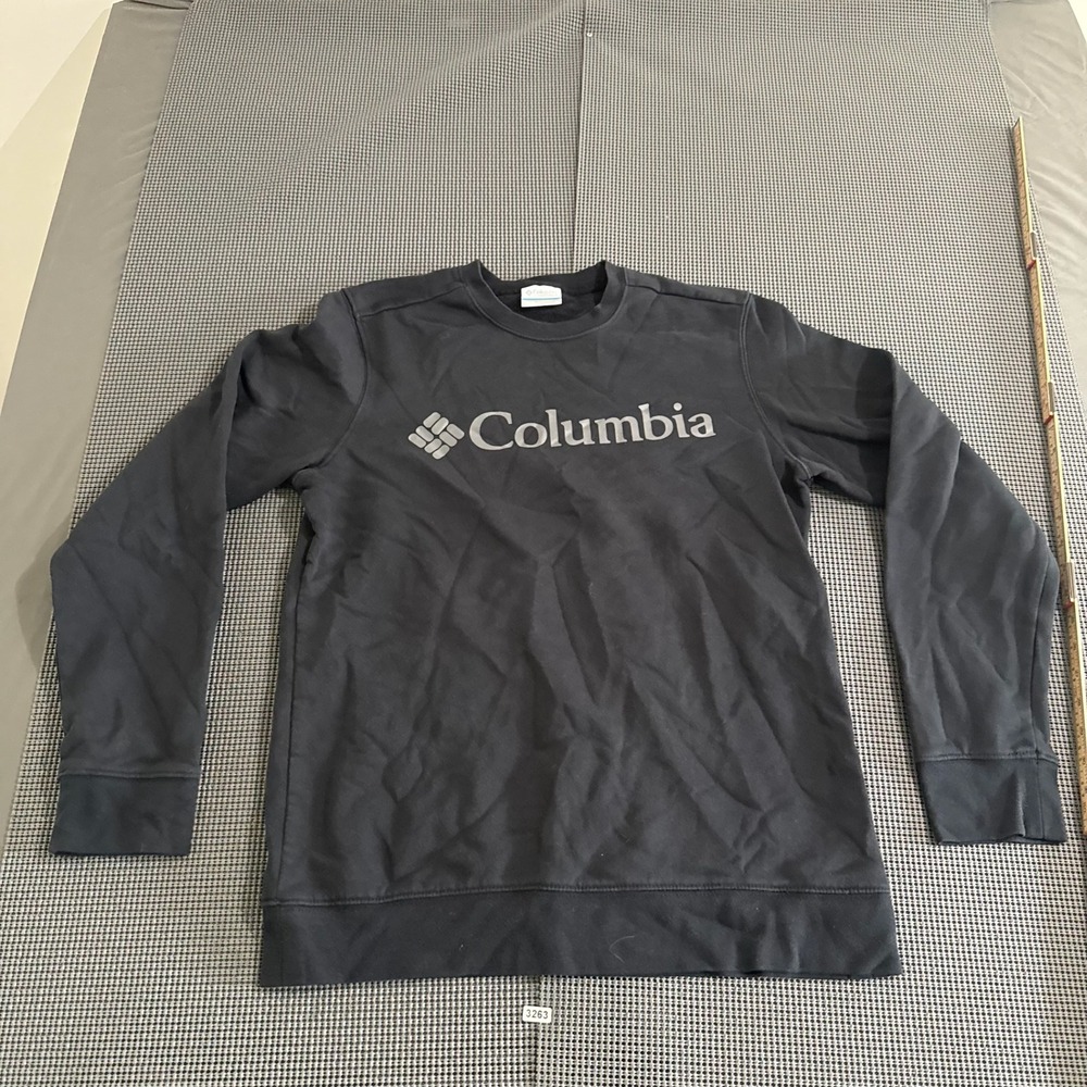 Columbia Mens Crew Neck Sweatshirt Black Logo Graphic Pullover Size S